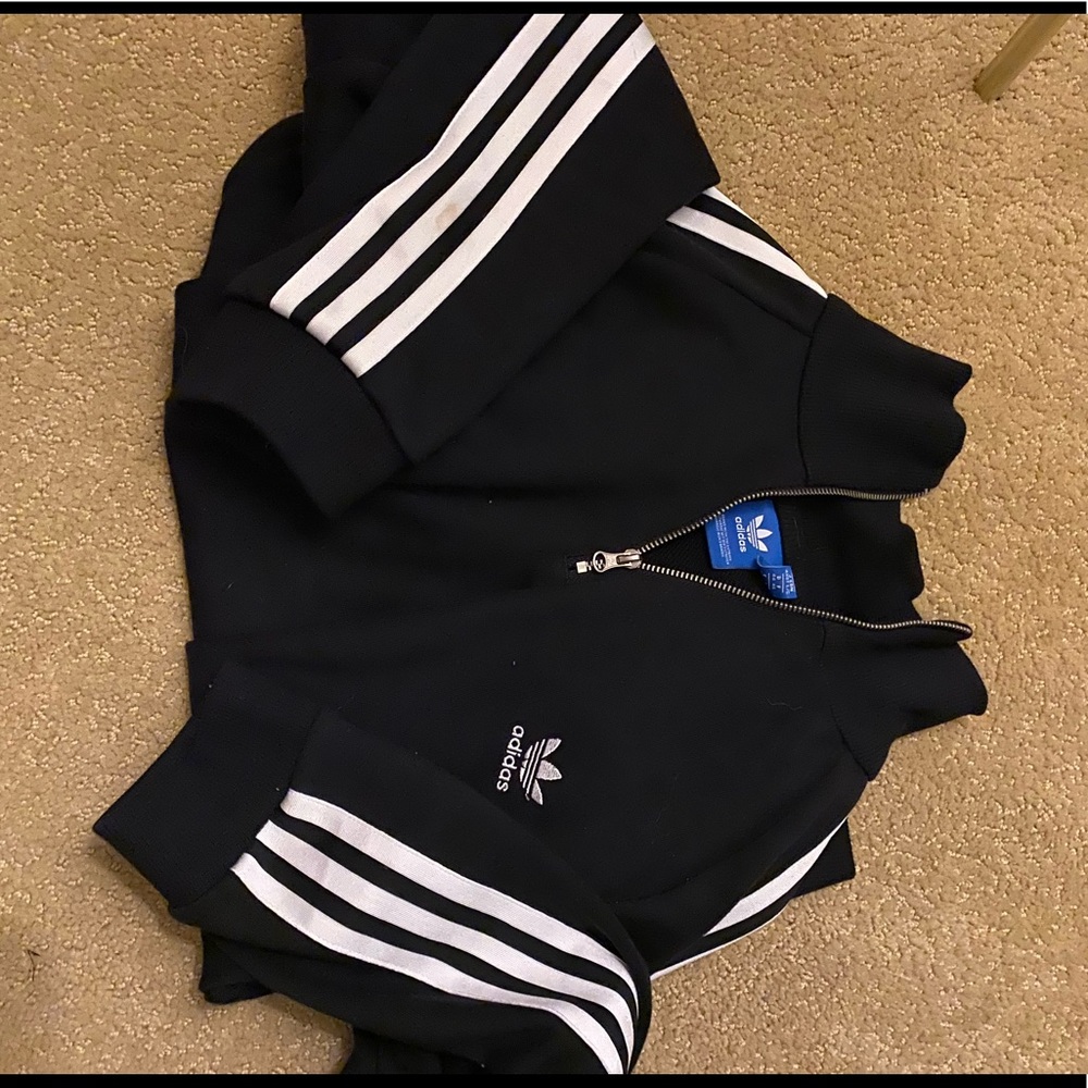 Adidas striped half zip